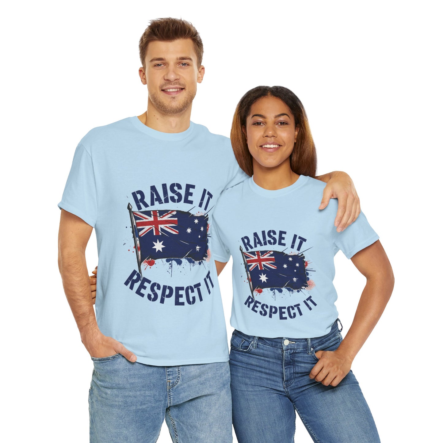 Raise It Respect It Australia Flag Unisex Graphic Tee Cotton T-Shirt