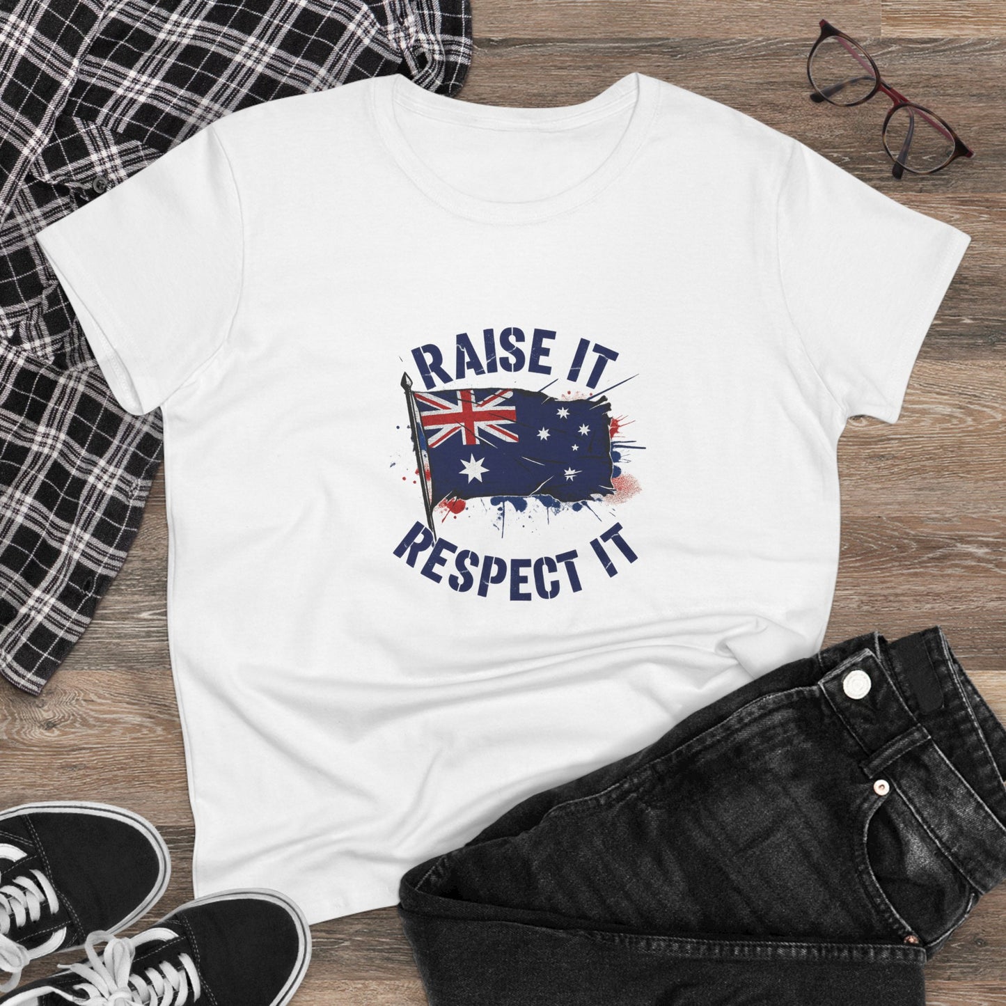 Raise It Respect It Australia Flag Women's Cotton Tee T-Shirt
