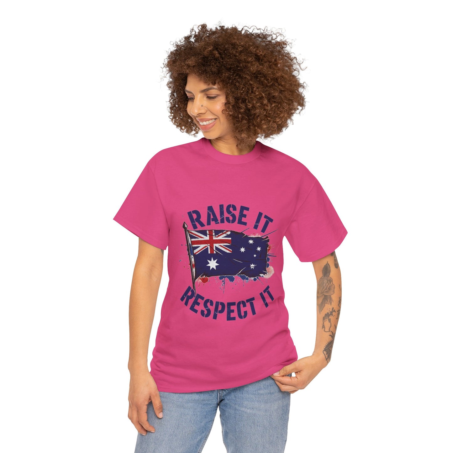 Raise It Respect It Australia Flag Unisex Graphic Tee Cotton T-Shirt