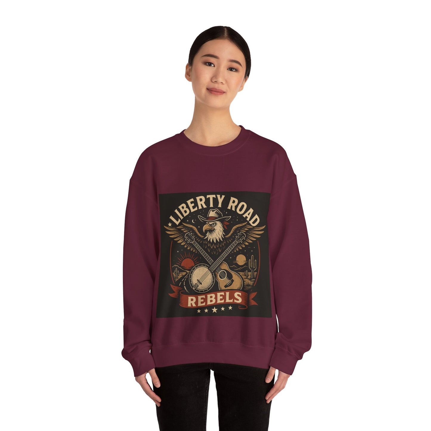 Liberty Road Rebels Vintage Americana Style Crewneck Sweatshirt