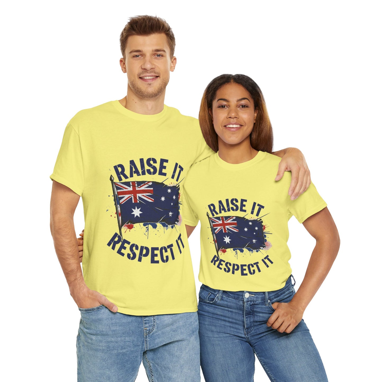 Raise It Respect It Australia Flag Unisex Graphic Tee Cotton T-Shirt