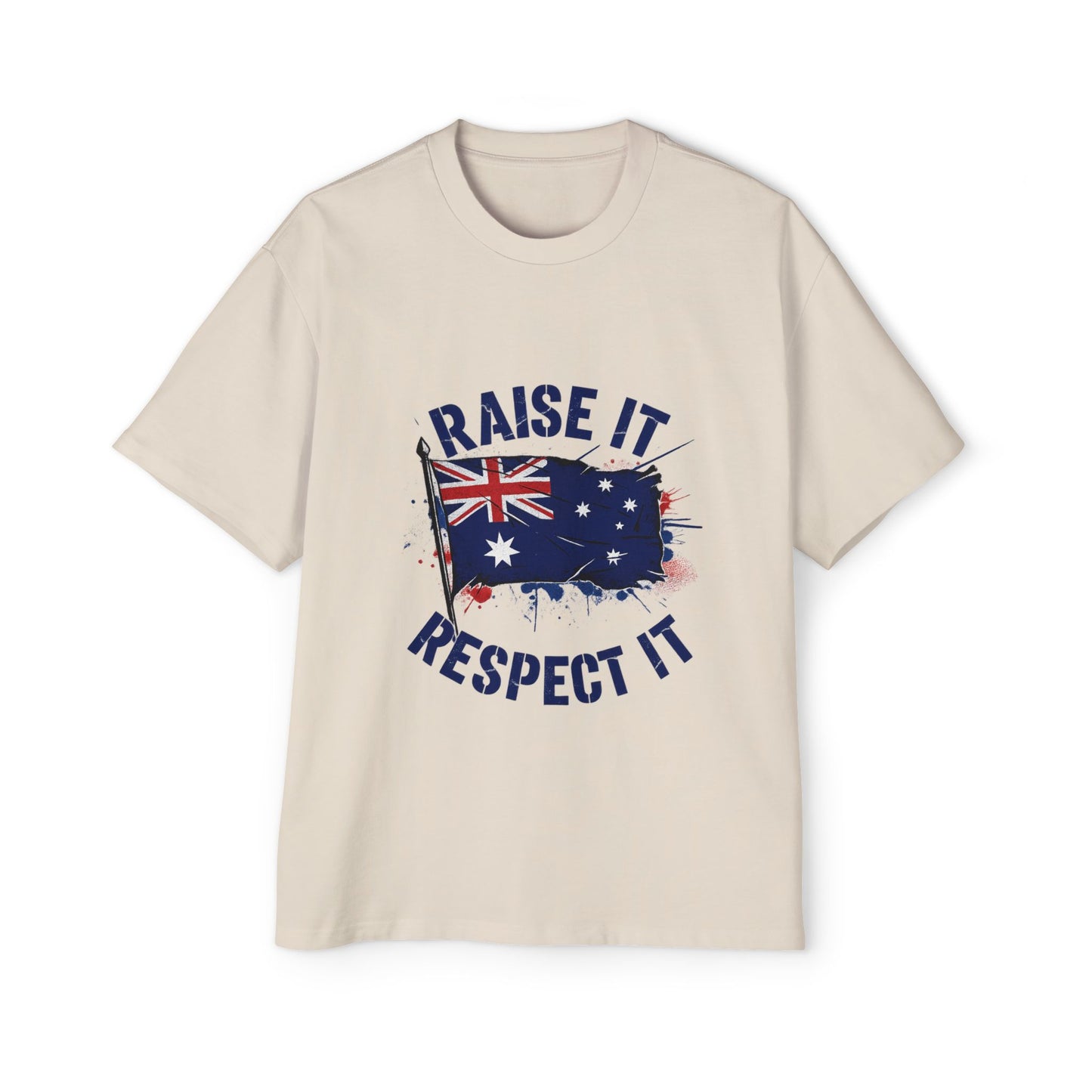Raise It Respect It Australia Flag Men's Heavy Oversized Tee T-Shirt