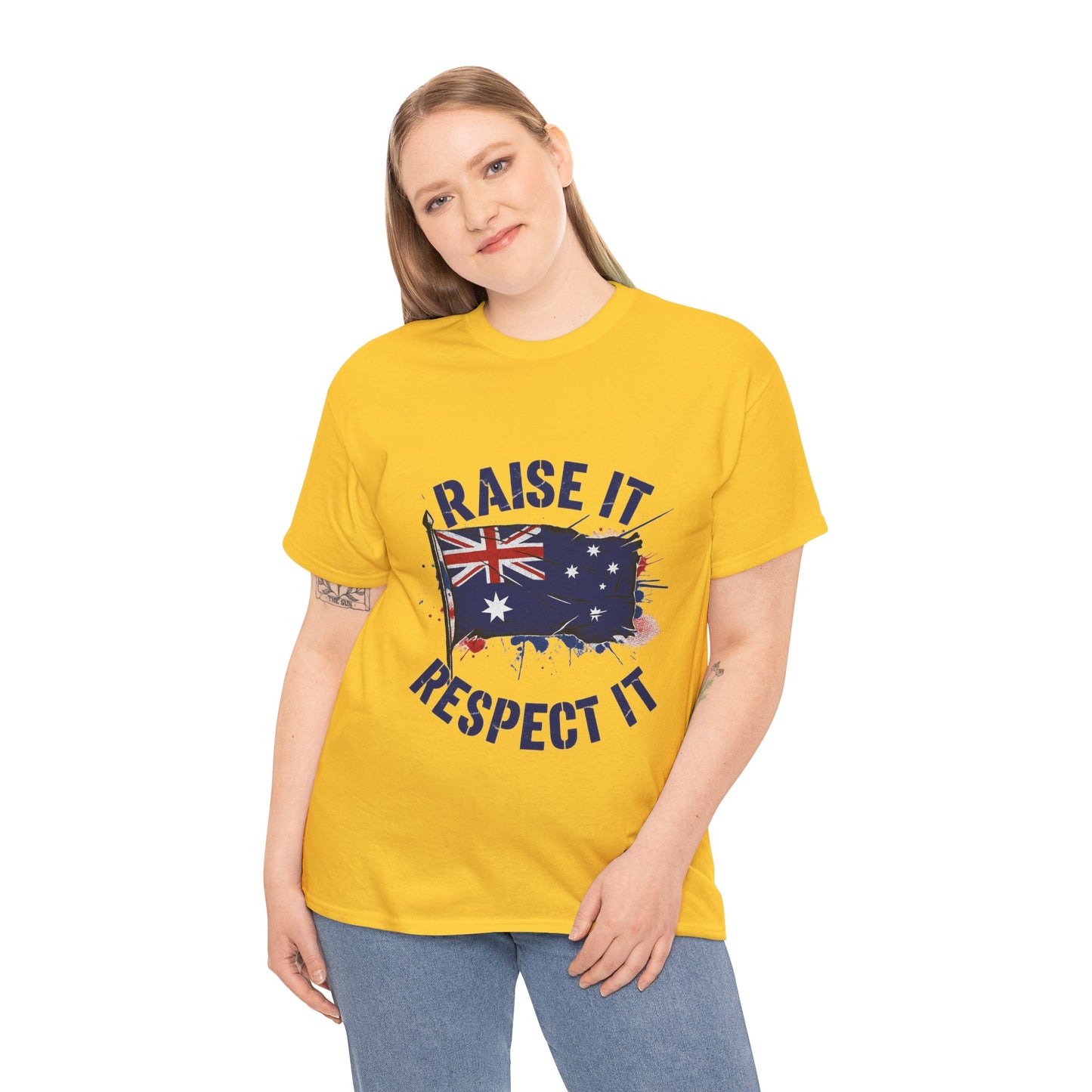 Raise It Respect It Australia Flag Unisex Graphic Tee Cotton T-Shirt