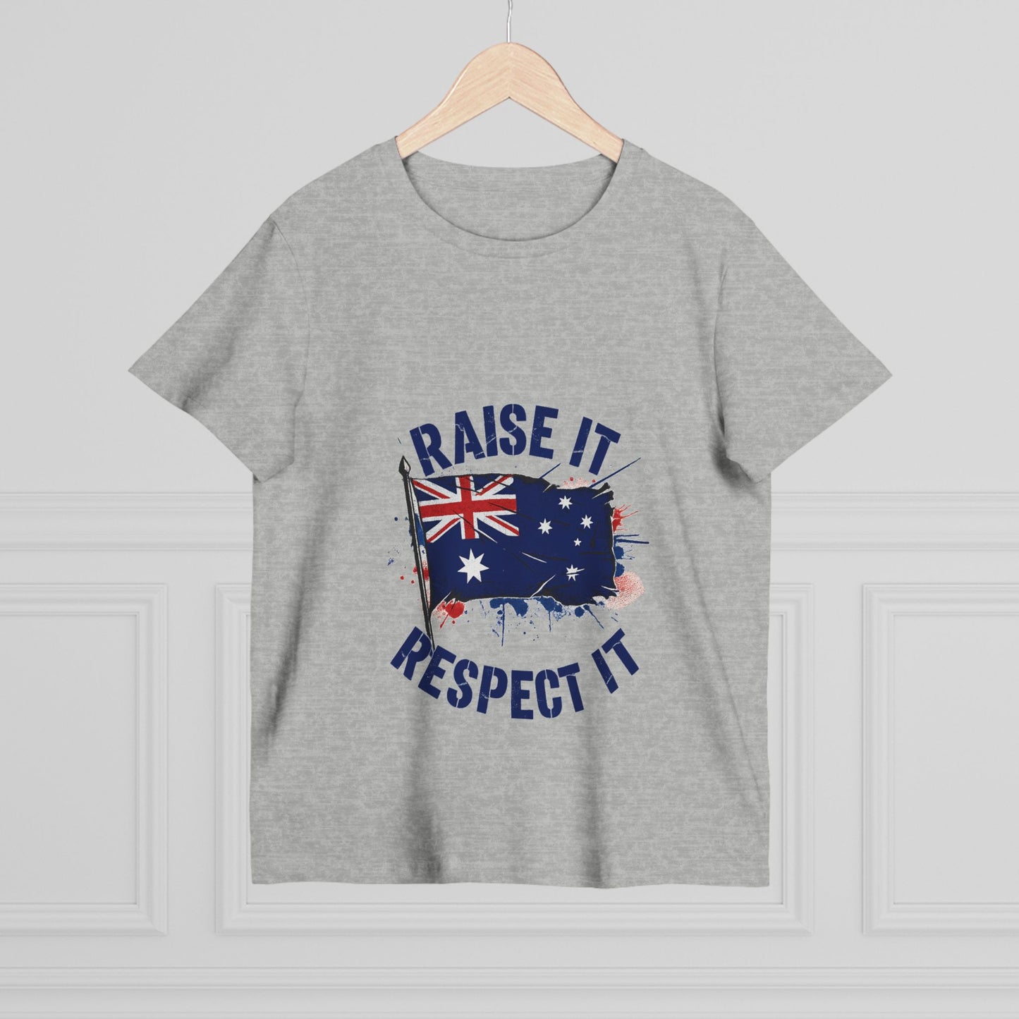 Raise It Respect It Patriotic Graphic Tee Women’s Maple T-Shirt