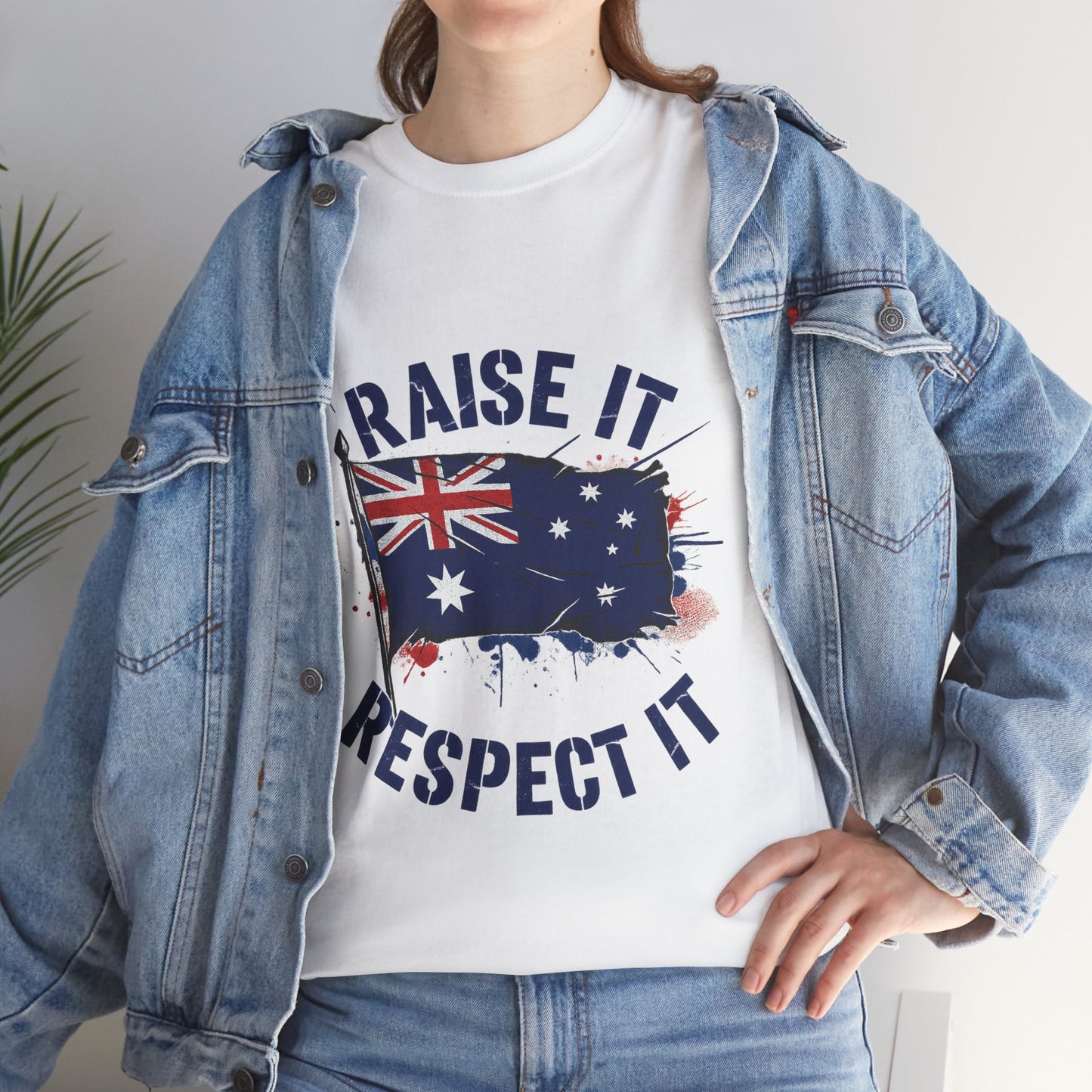 Raise It Respect It Australia Flag Unisex Graphic Tee Cotton T-Shirt