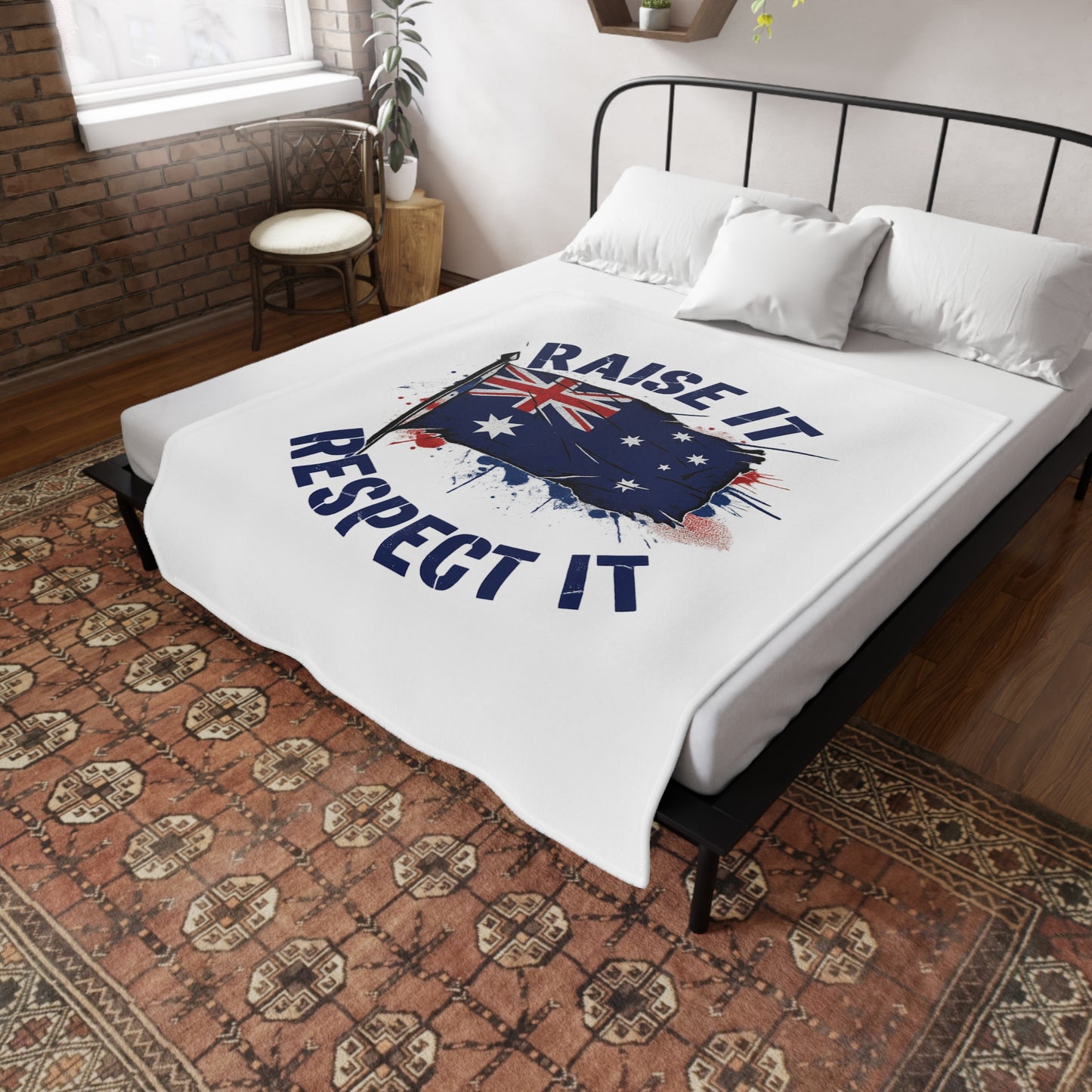 Raise It Respect it Australian Flag Plush Fleece Throw Blanket