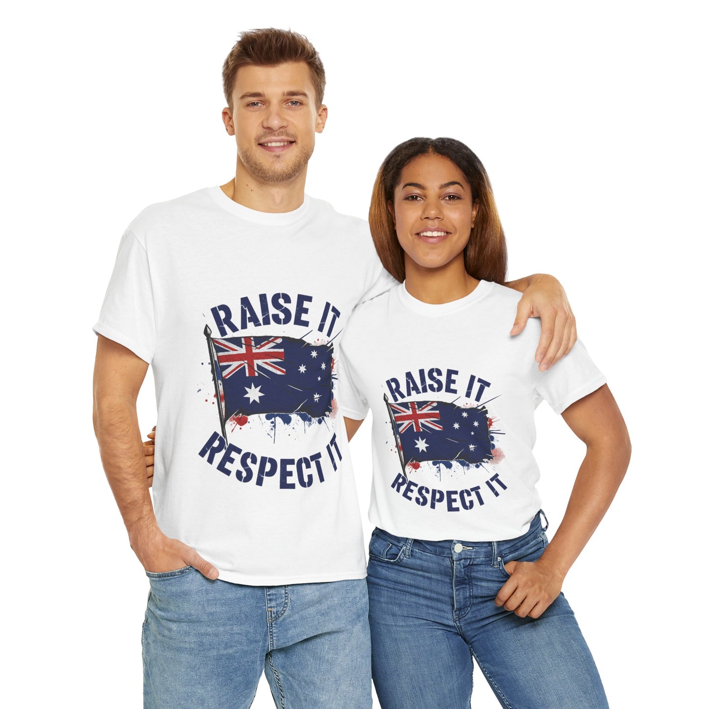 Raise It Respect It Australia Flag Unisex Graphic Tee Cotton T-Shirt