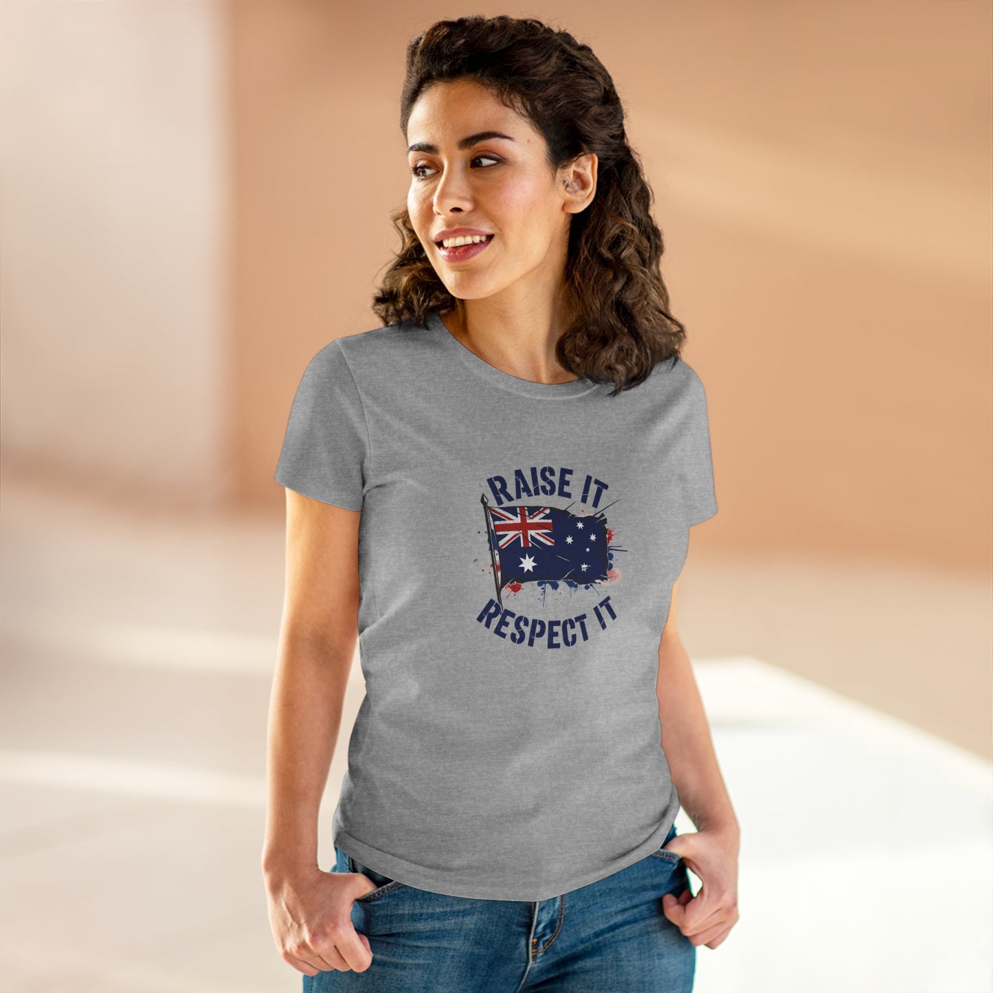 Raise It Respect It Australia Flag Women's Cotton Tee T-Shirt