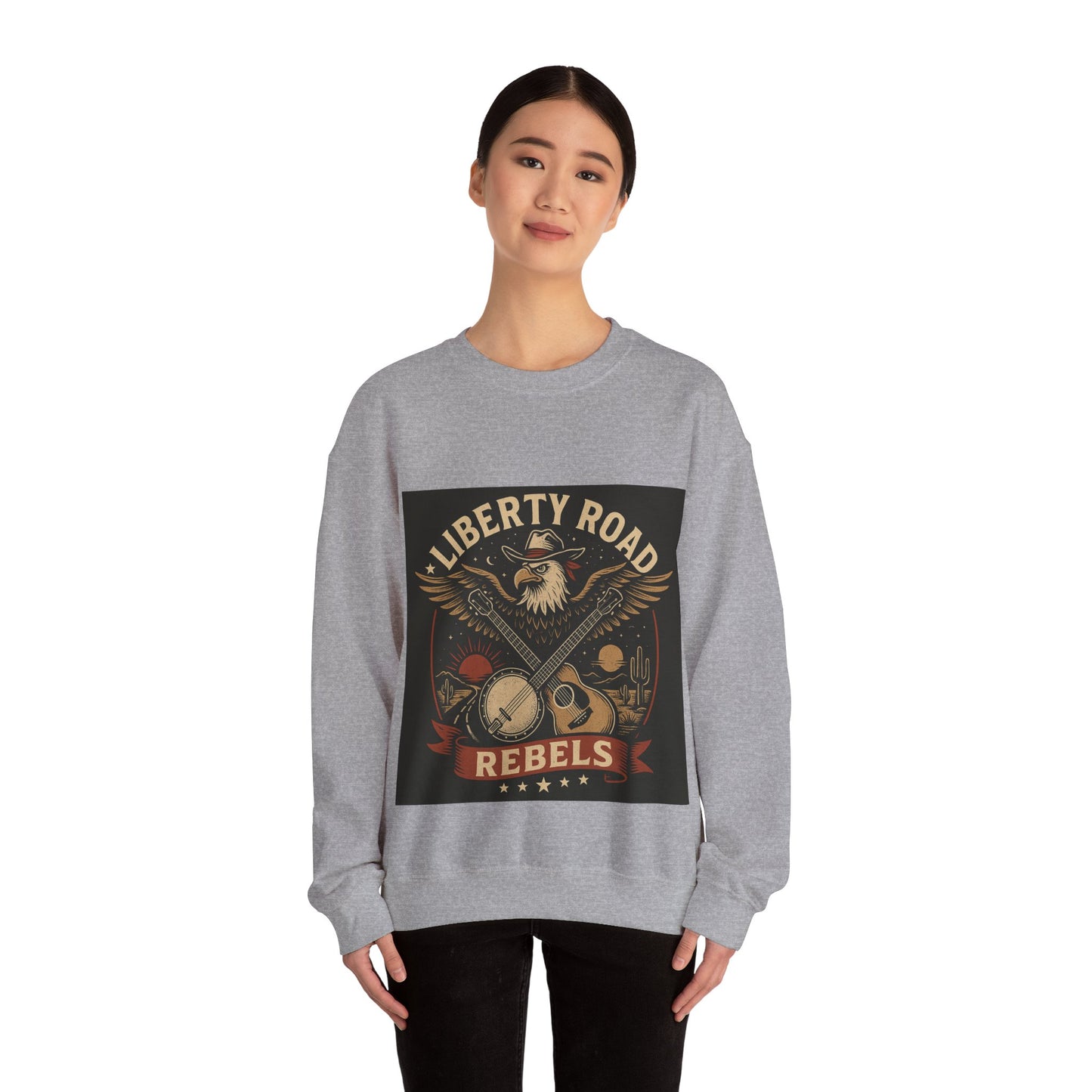 Liberty Road Rebels Vintage Americana Style Crewneck Sweatshirt