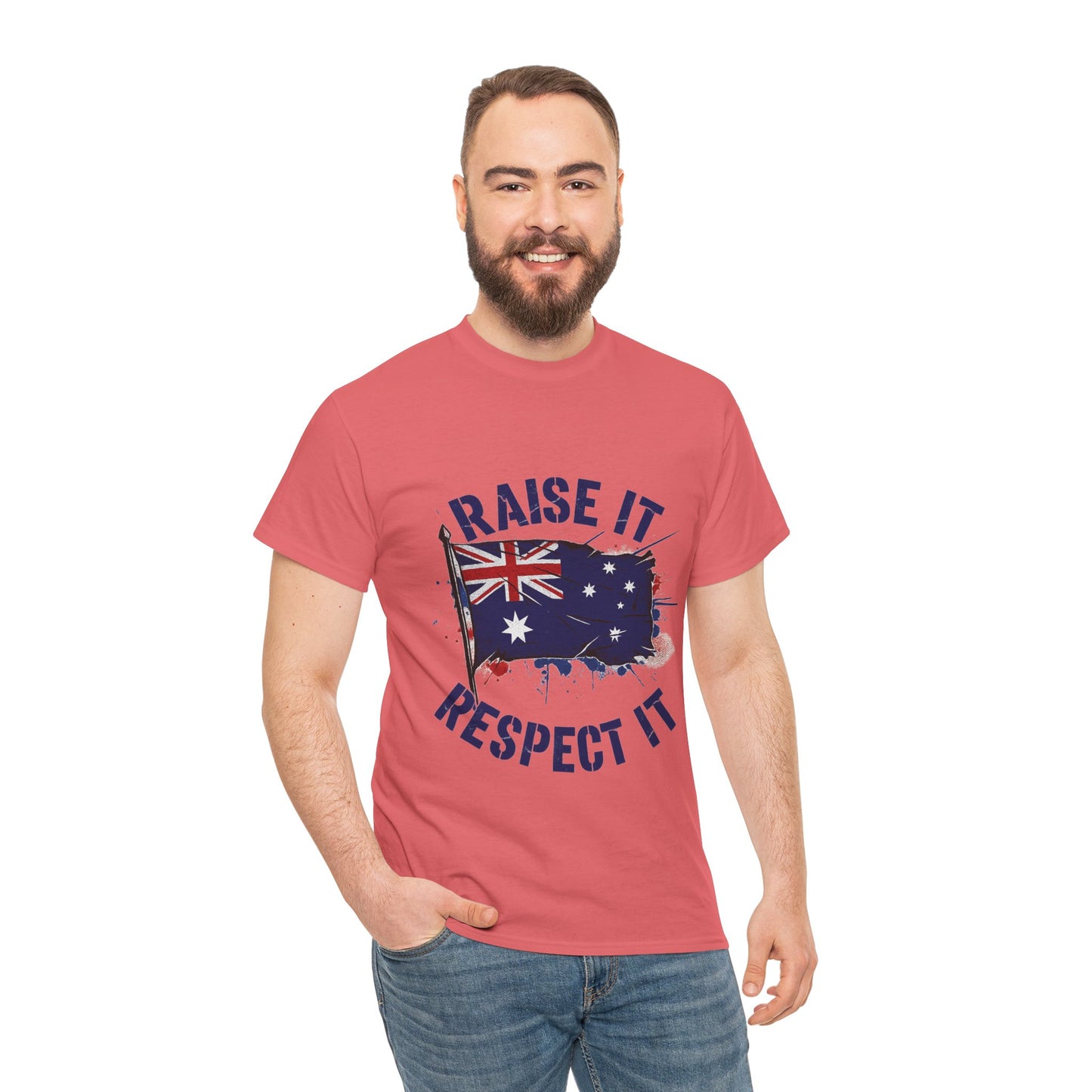 Raise It Respect It Australia Flag Unisex Graphic Tee Cotton T-Shirt