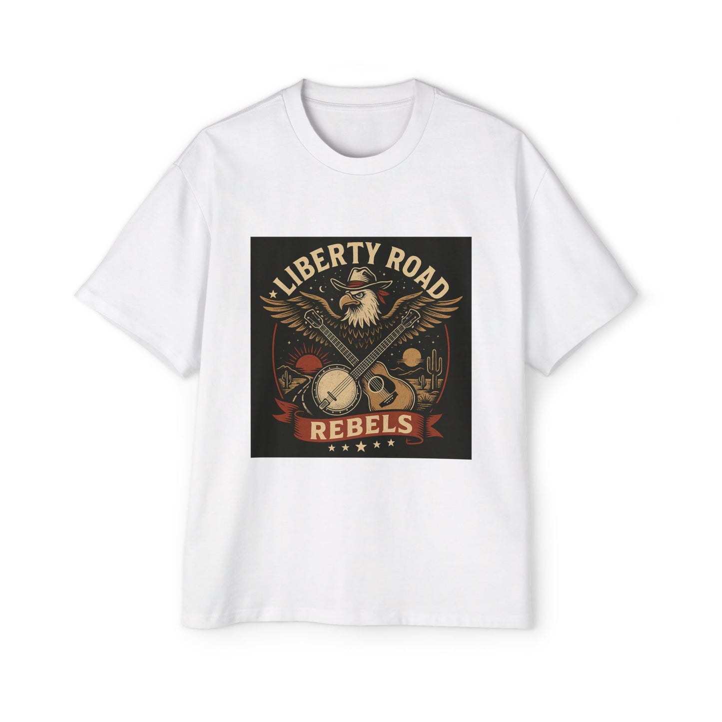 Liberty Road Rebels Vintage Americana Style Heavy Oversized Tee T-Shirt