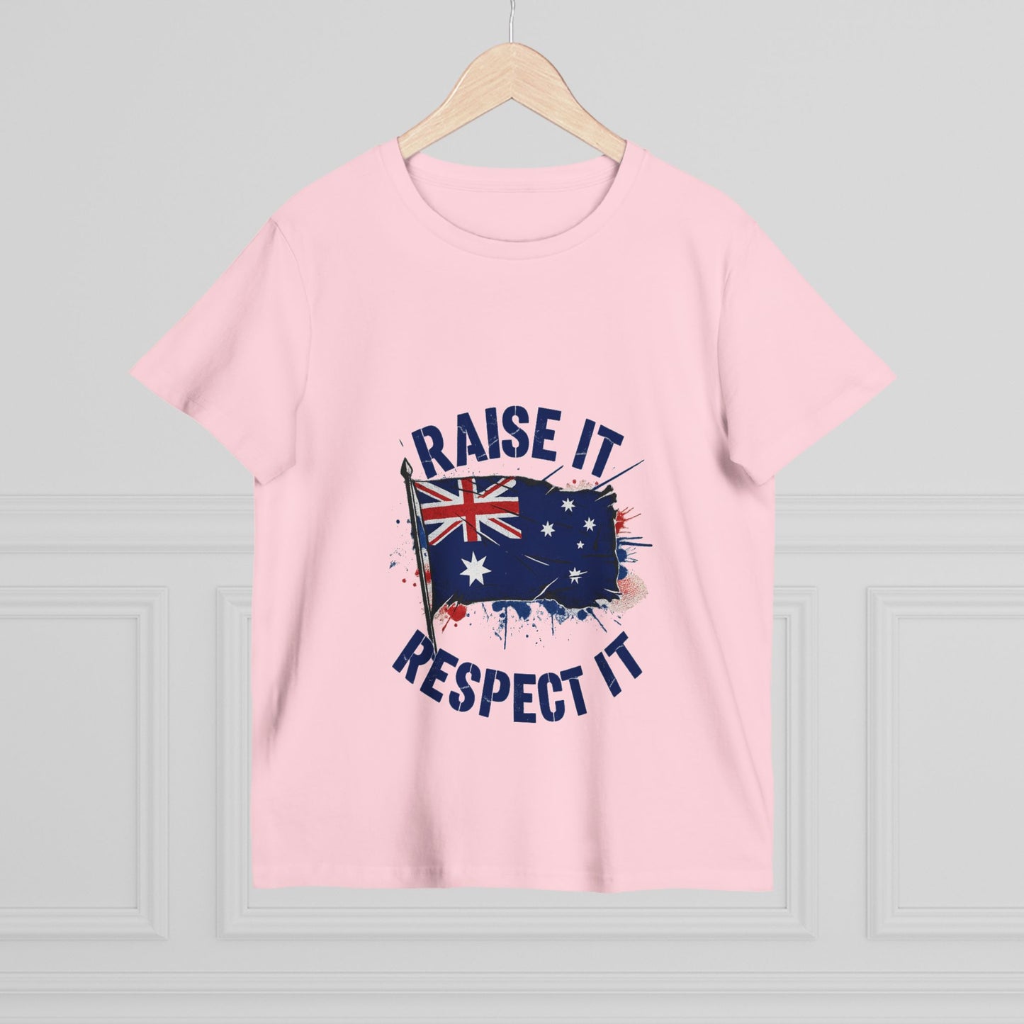 Raise It Respect It Patriotic Graphic Tee Women’s Maple T-Shirt
