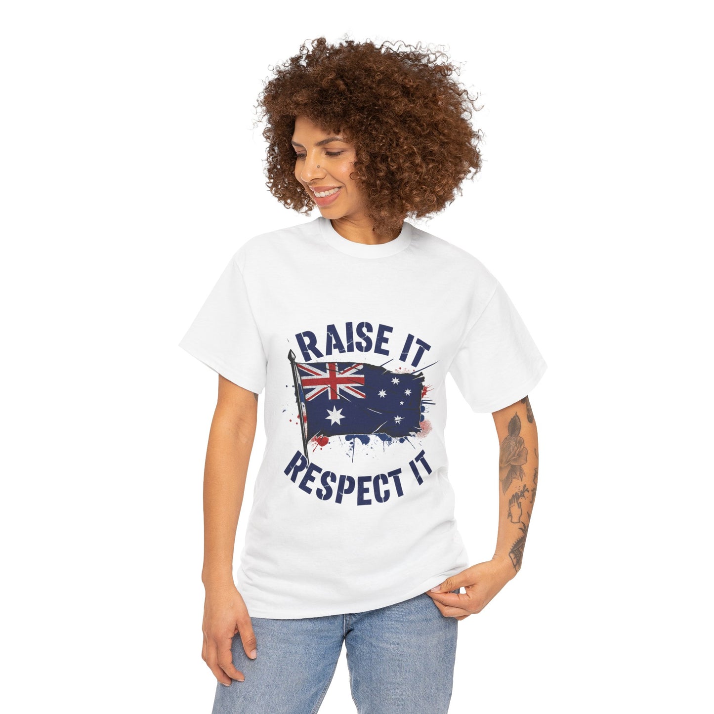 Raise It Respect It Australia Flag Unisex Graphic Tee Cotton T-Shirt