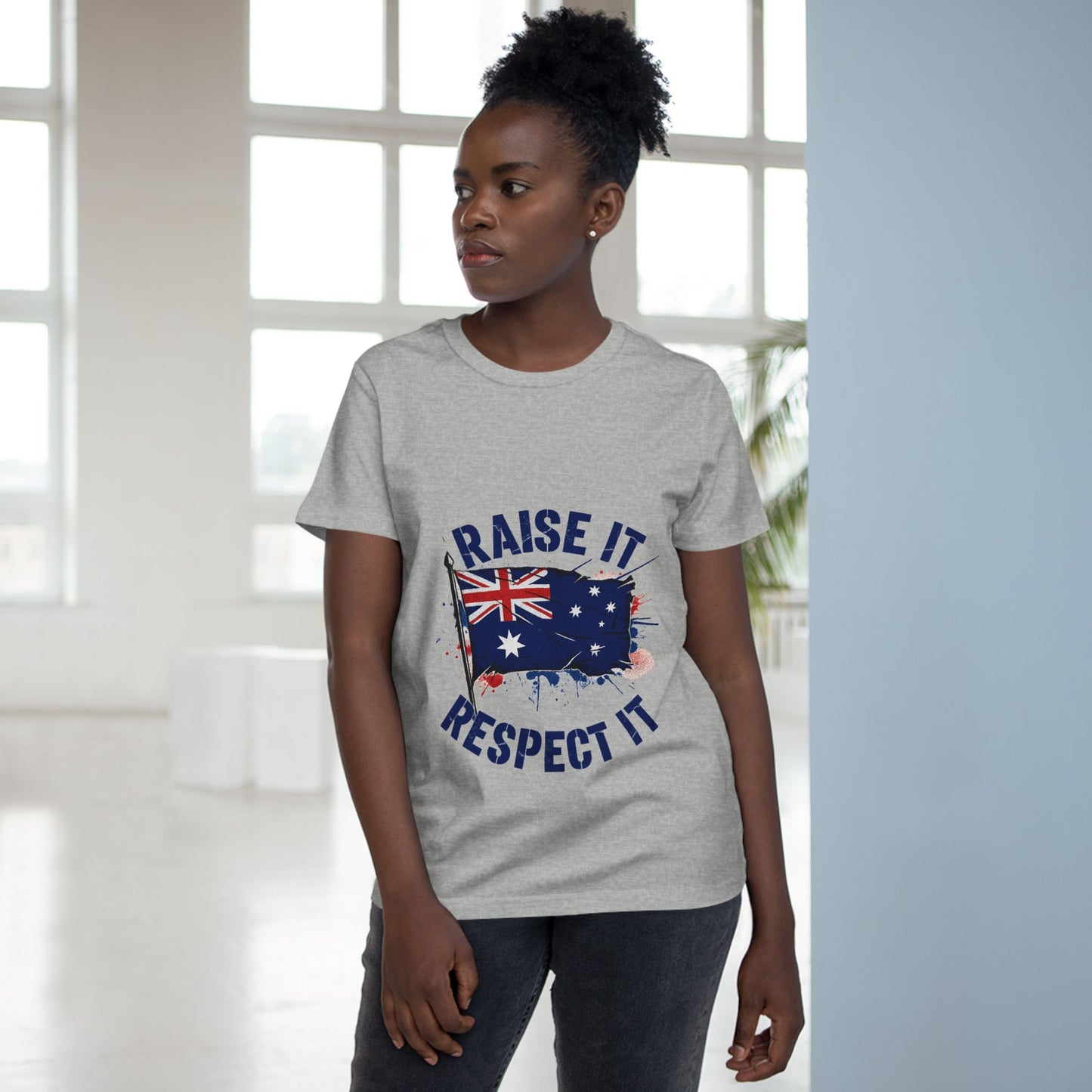 Raise It Respect It Patriotic Graphic Tee Women’s Maple T-Shirt
