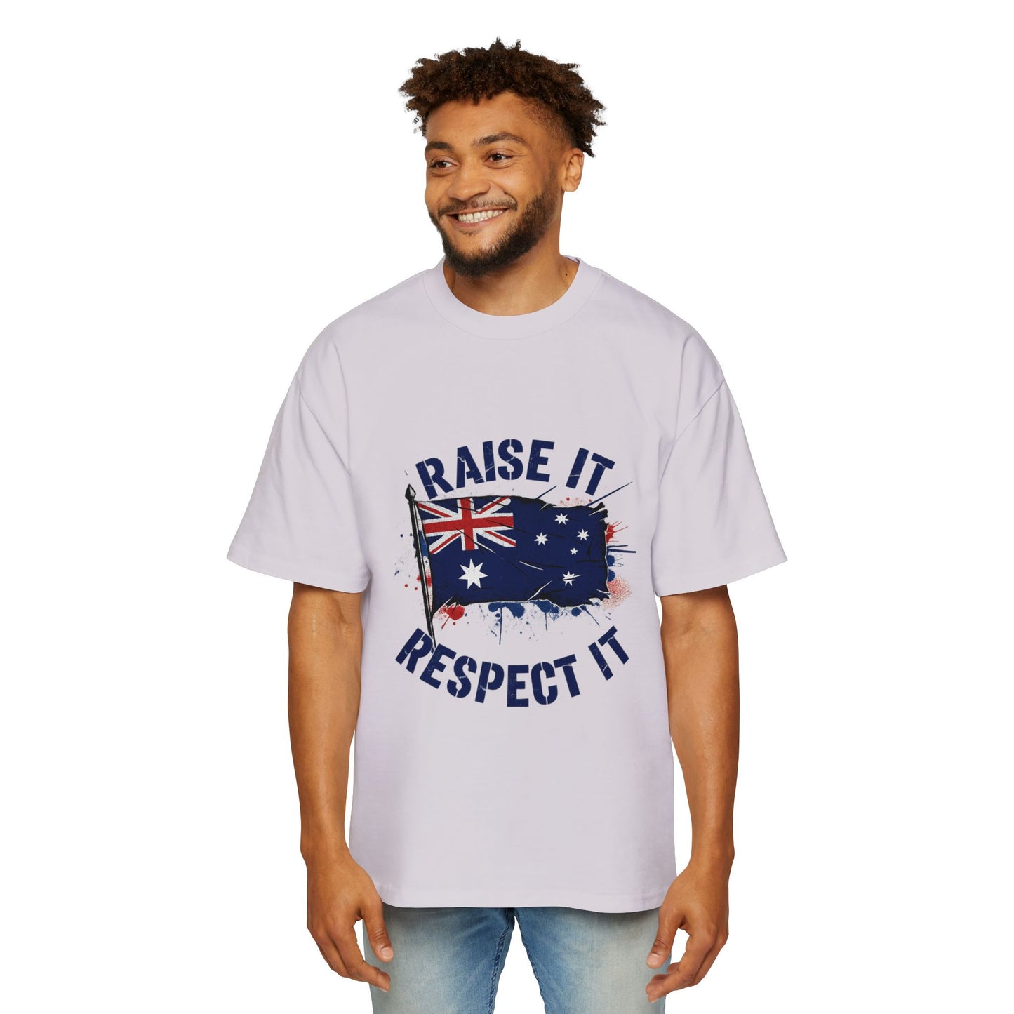 Raise It Respect It Australia Flag Men's Heavy Oversized Tee T-Shirt