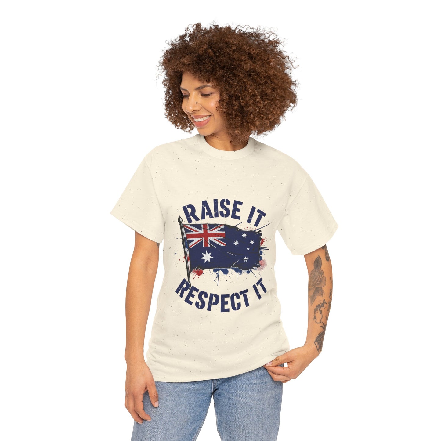 Raise It Respect It Australia Flag Unisex Graphic Tee Cotton T-Shirt