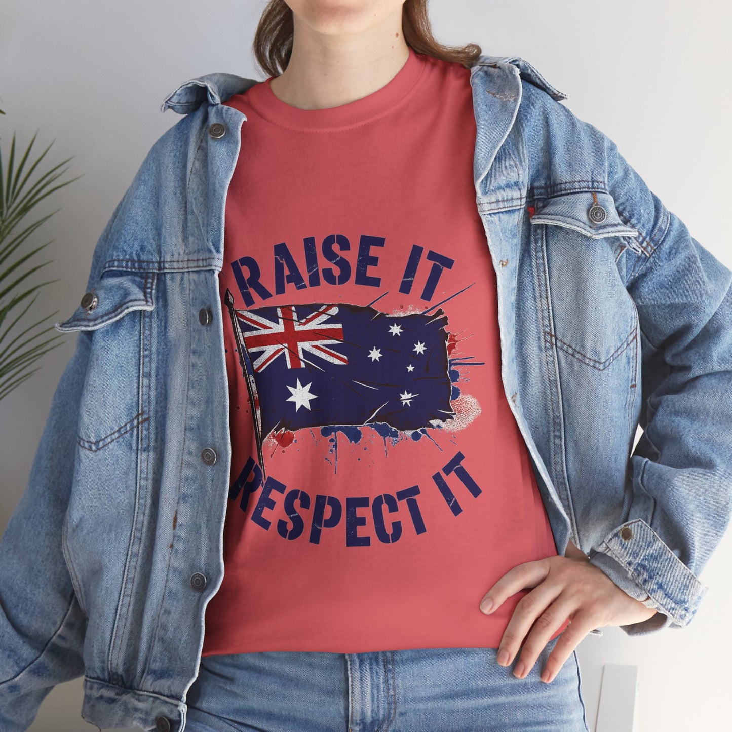 Raise It Respect It Australia Flag Unisex Graphic Tee Cotton T-Shirt