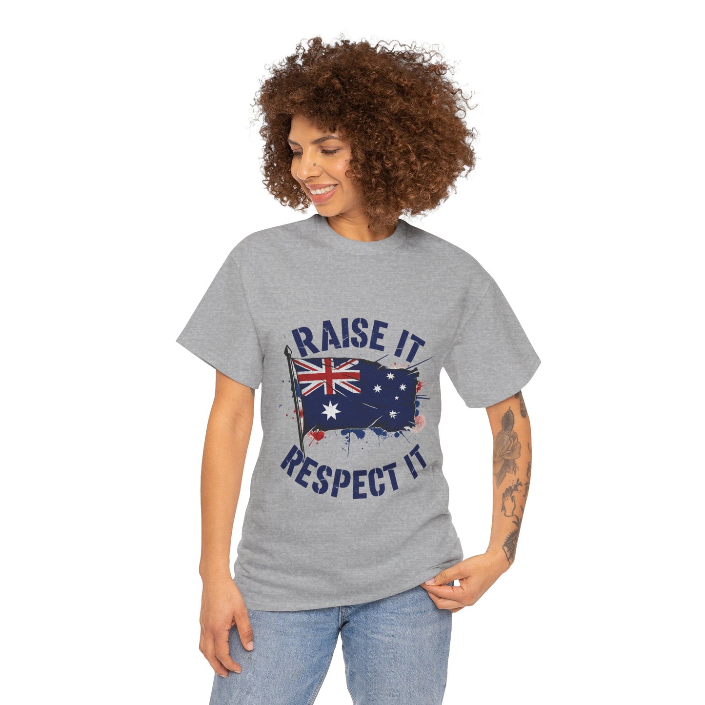 Raise It Respect It Australia Flag Unisex Graphic Tee Cotton T-Shirt