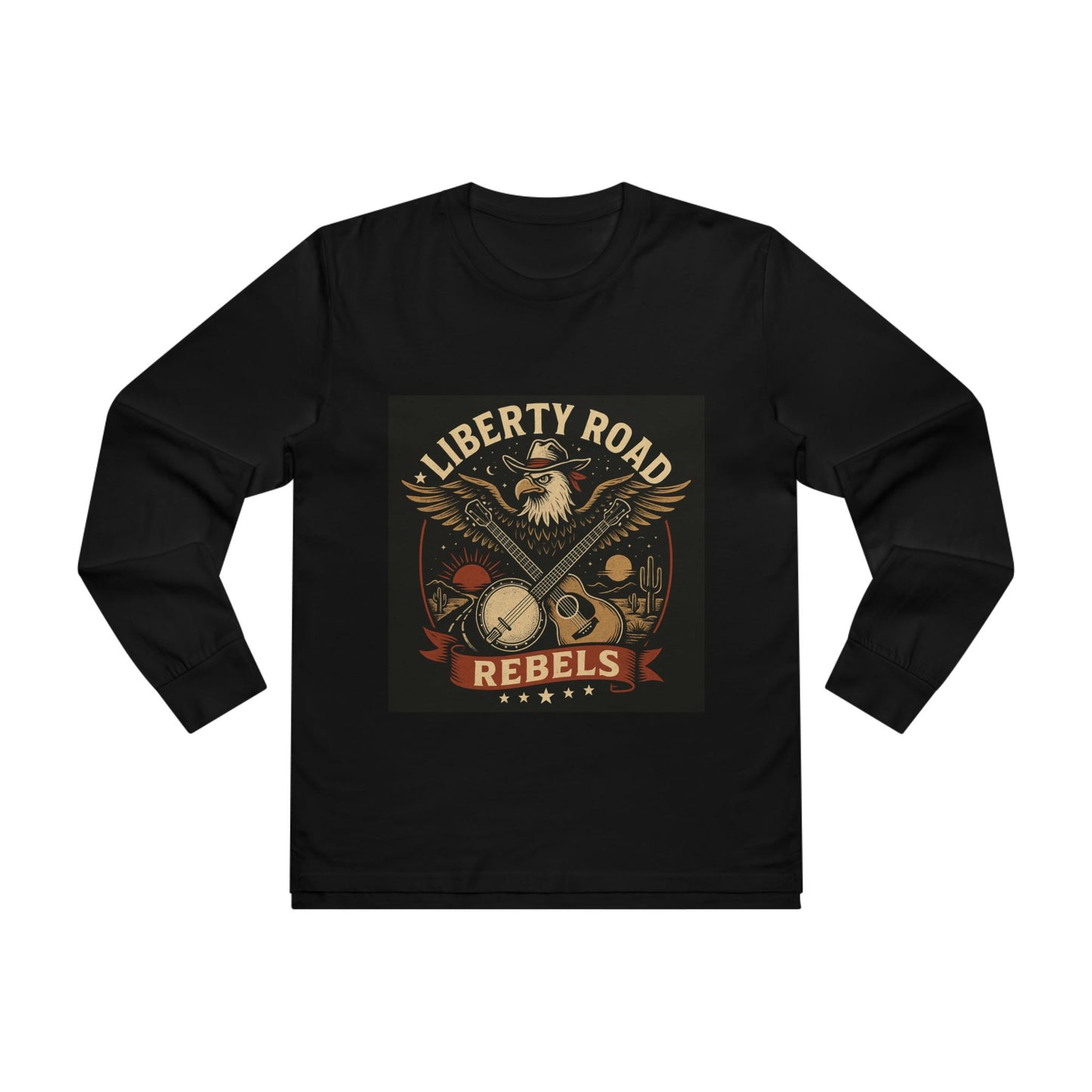 Liberty Road Rebels Vintage Americana Style Men's Long Sleeve Tee T-Shirt