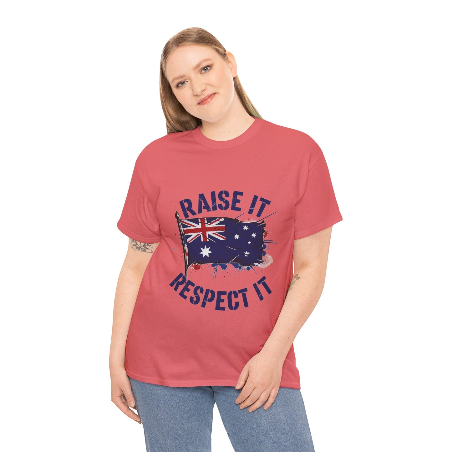 Raise It Respect It Australia Flag Unisex Graphic Tee Cotton T-Shirt