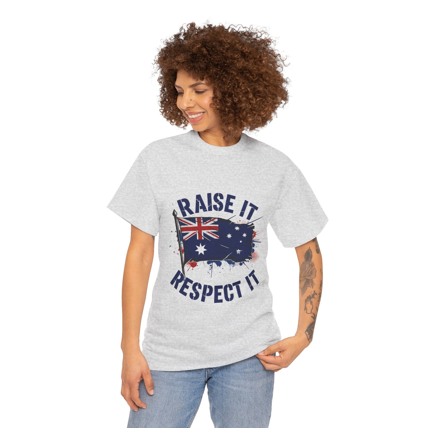 Raise It Respect It Australia Flag Unisex Graphic Tee Cotton T-Shirt