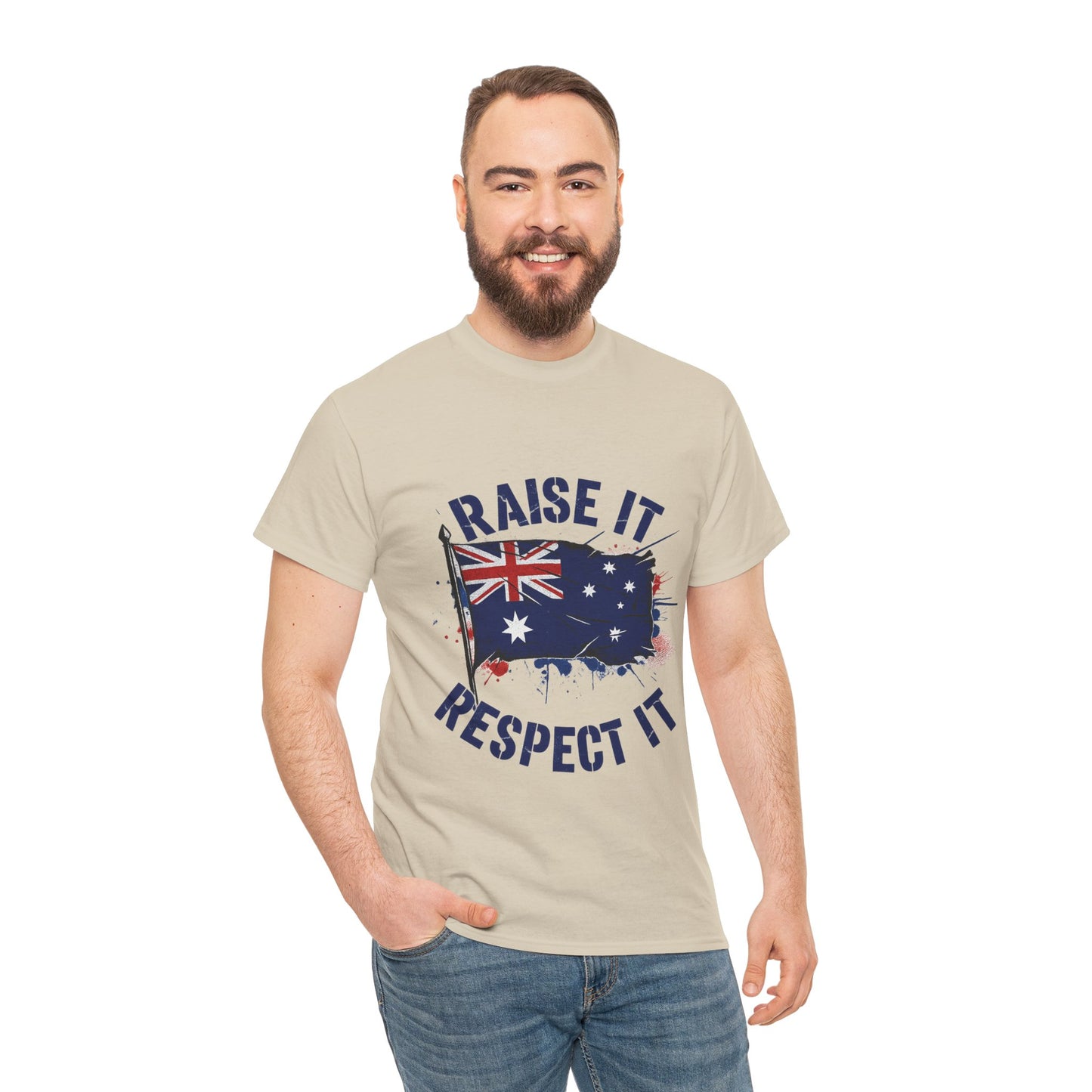 Raise It Respect It Australia Flag Unisex Graphic Tee Cotton T-Shirt