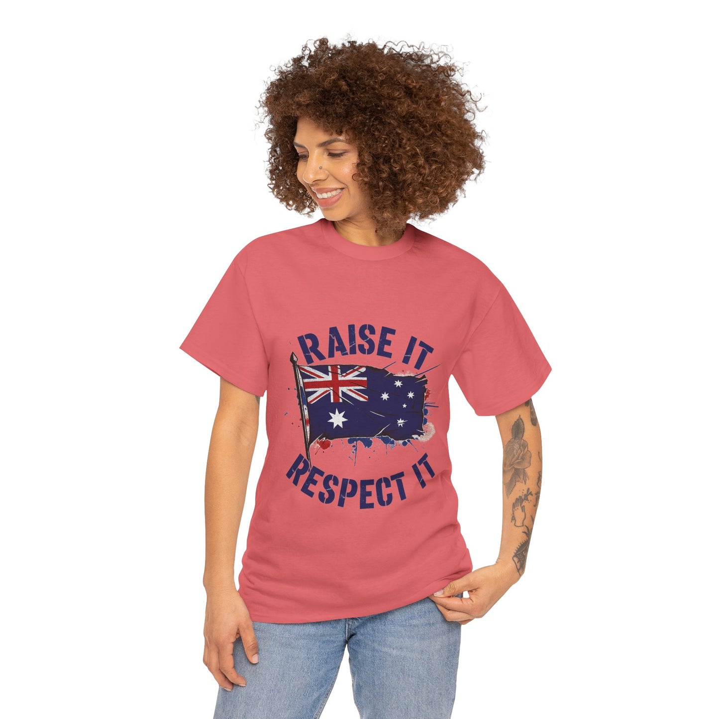 Raise It Respect It Australia Flag Unisex Graphic Tee Cotton T-Shirt