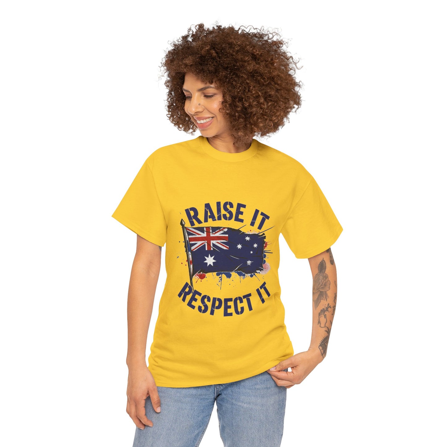 Raise It Respect It Australia Flag Unisex Graphic Tee Cotton T-Shirt