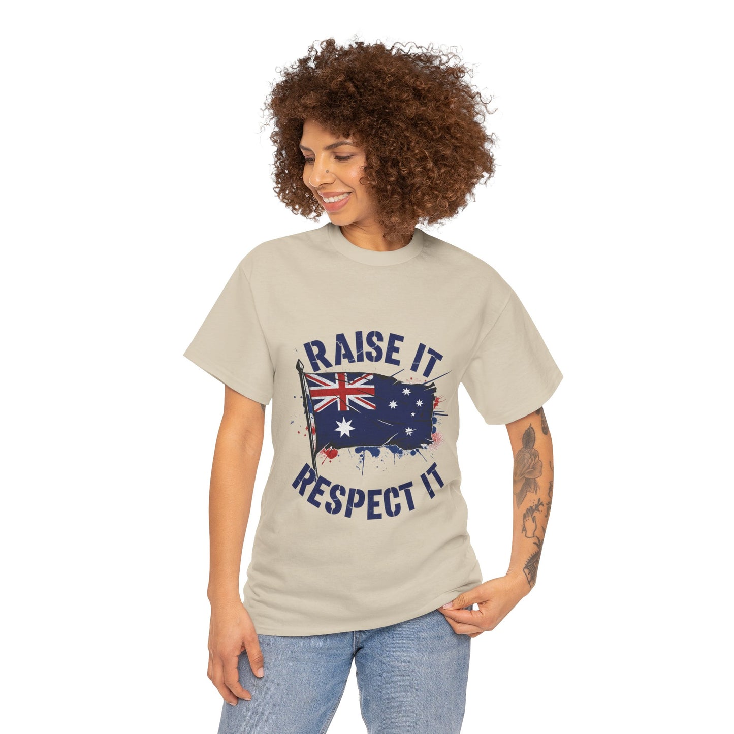 Raise It Respect It Australia Flag Unisex Graphic Tee Cotton T-Shirt