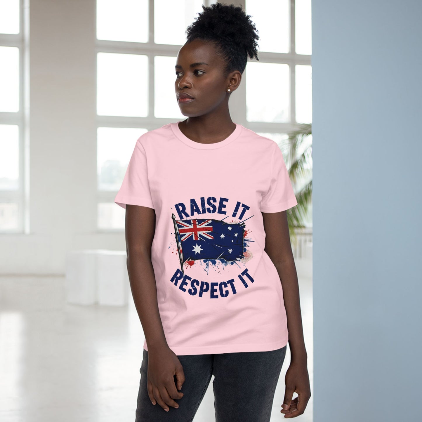 Raise It Respect It Patriotic Graphic Tee Women’s Maple T-Shirt