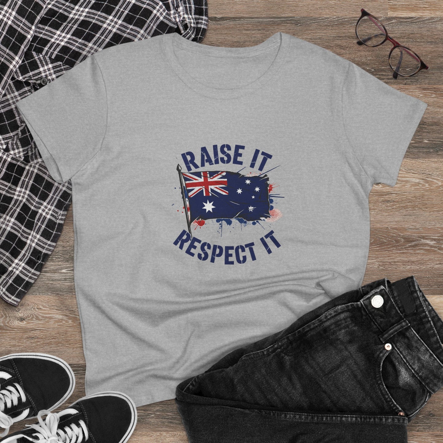 Raise It Respect It Australia Flag Women's Cotton Tee T-Shirt