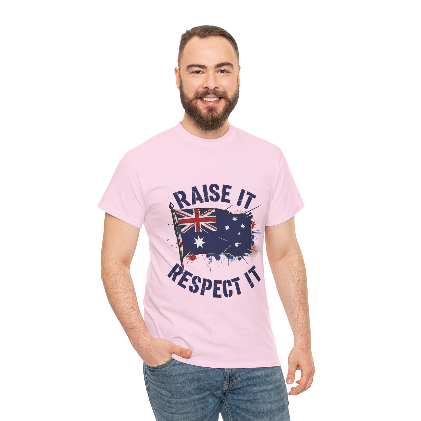 Raise It Respect It Australia Flag Unisex Graphic Tee Cotton T-Shirt