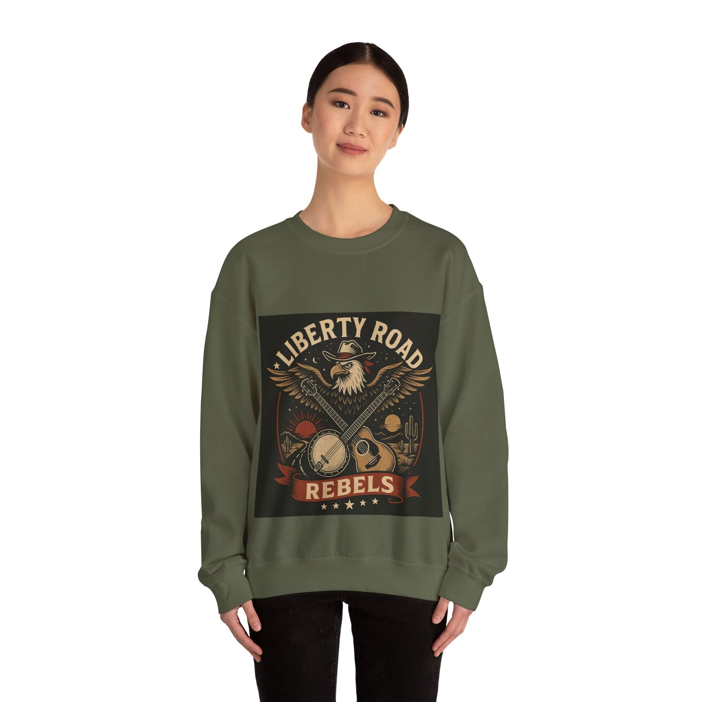 Liberty Road Rebels Vintage Americana Style Crewneck Sweatshirt