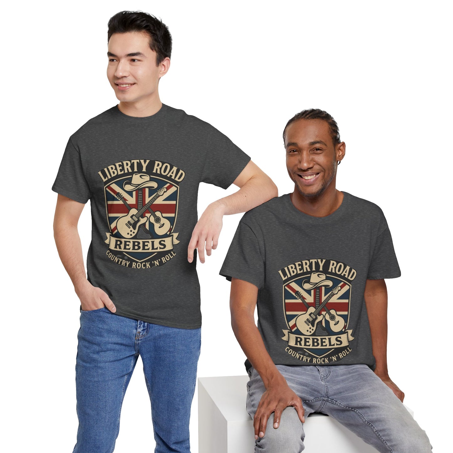 Liberty Road Rebels Britannia Rock 'n' Roll Rebels Tee Unisex Heavy Cotton T-Shirt