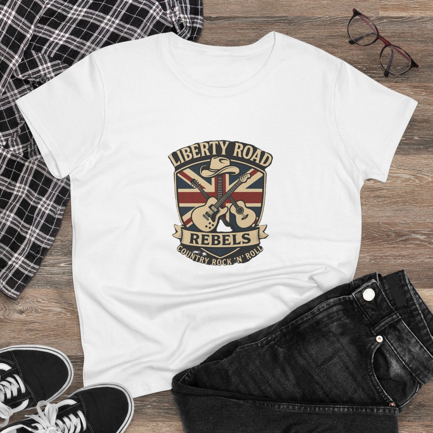 Liberty Road Rebels Britannia Women's Tee Vintage Style Cotton T-Shirt