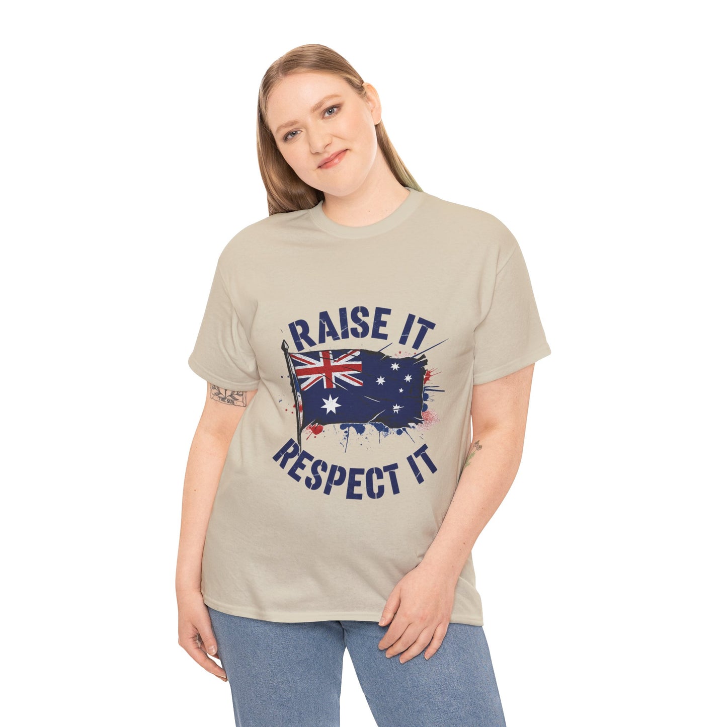 Raise It Respect It Australia Flag Unisex Graphic Tee Cotton T-Shirt