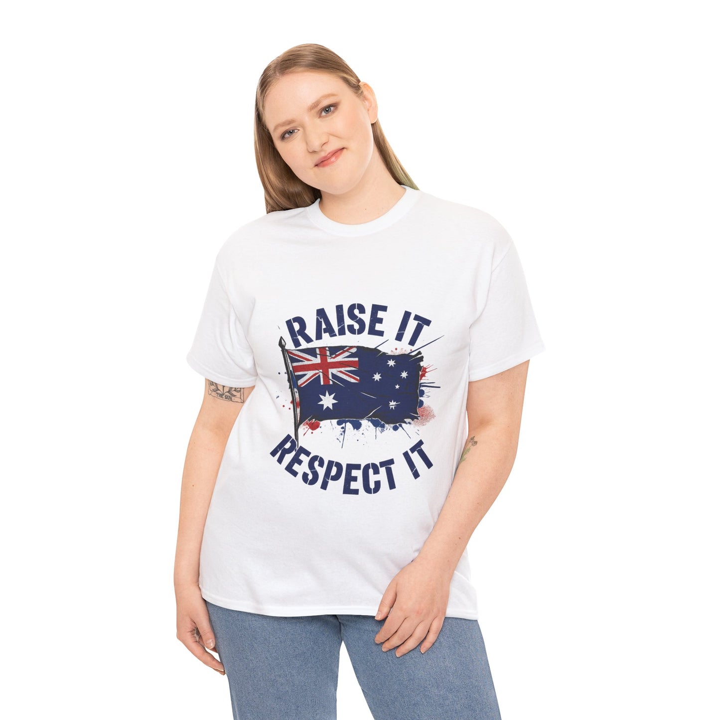Raise It Respect It Australia Flag Unisex Graphic Tee Cotton T-Shirt