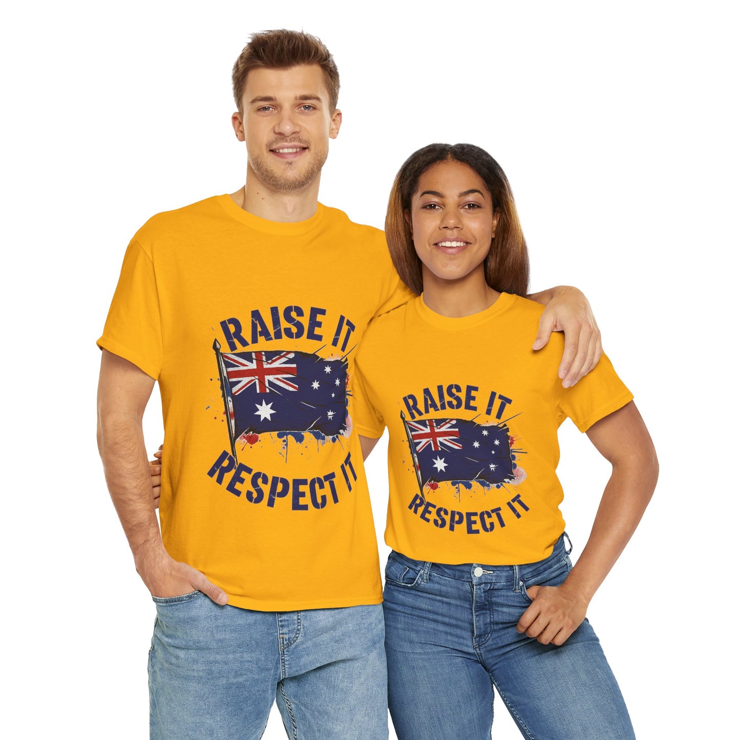 Raise It Respect It Australia Flag Unisex Graphic Tee Cotton T-Shirt