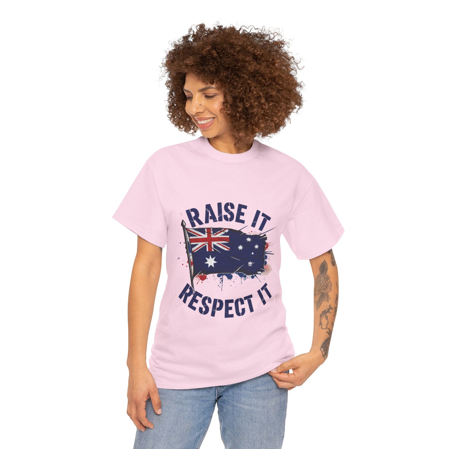 Raise It Respect It Australia Flag Unisex Graphic Tee Cotton T-Shirt