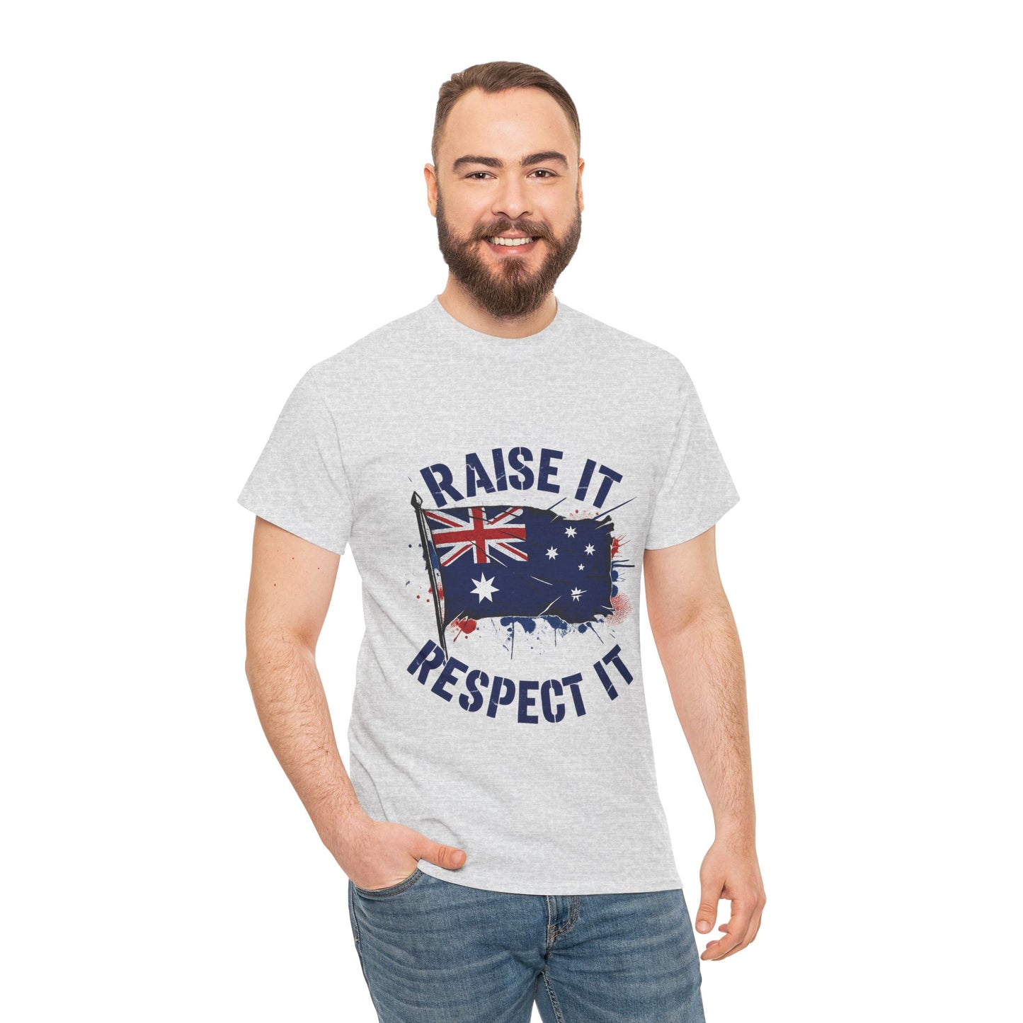 Raise It Respect It Australia Flag Unisex Graphic Tee Cotton T-Shirt