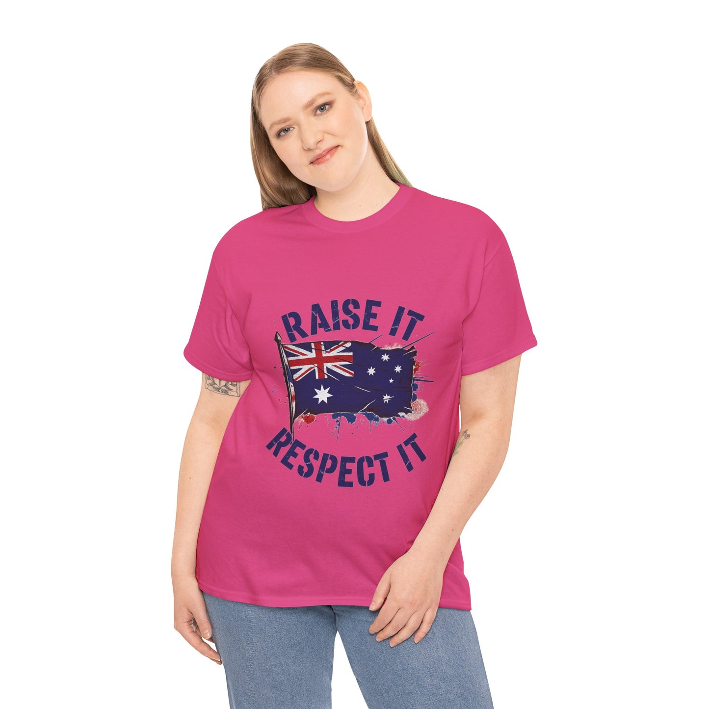Raise It Respect It Australia Flag Unisex Graphic Tee Cotton T-Shirt