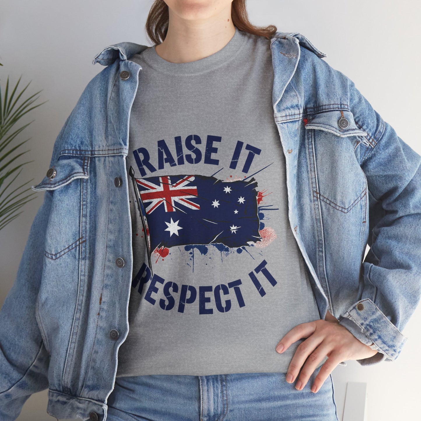 Raise It Respect It Australia Flag Unisex Graphic Tee Cotton T-Shirt