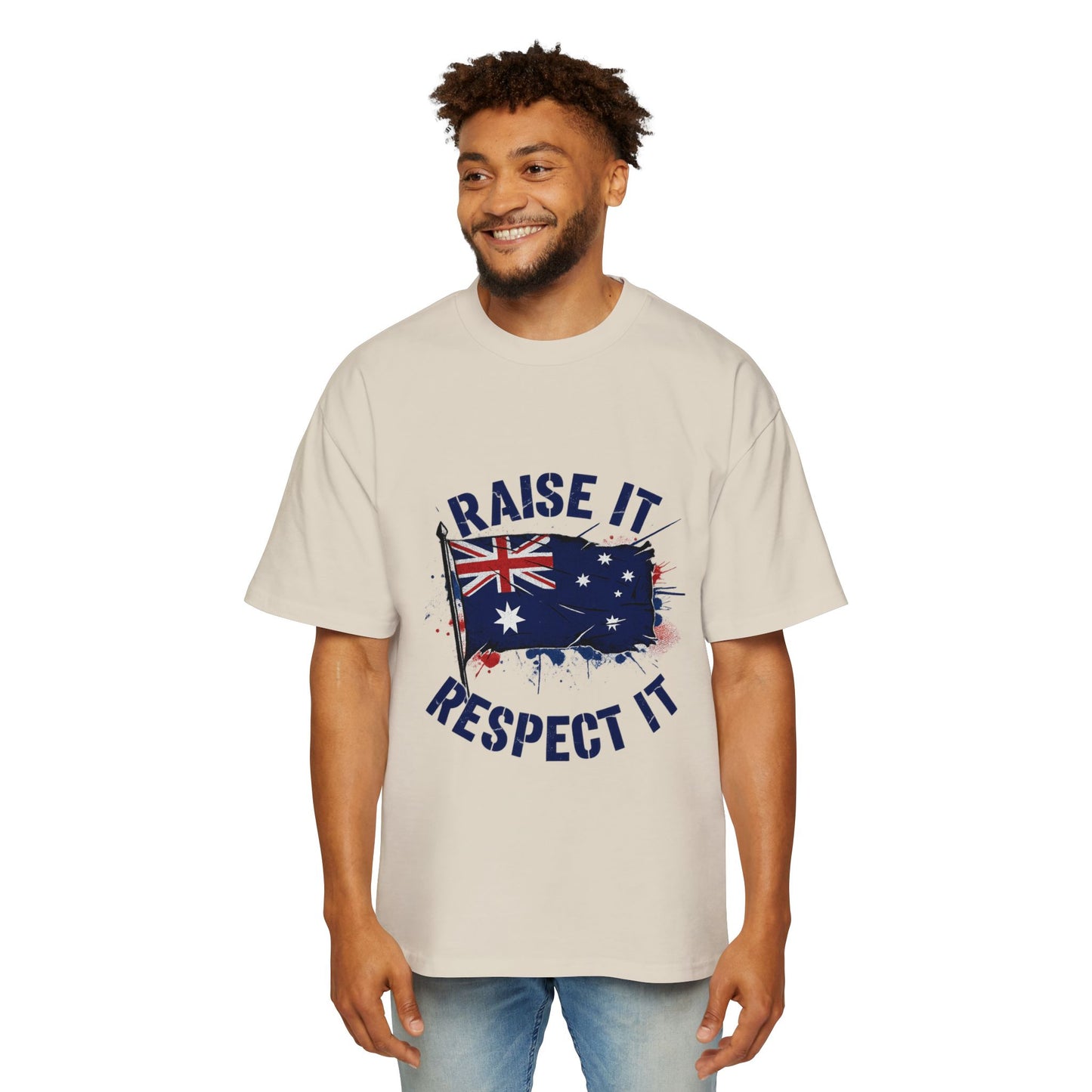 Raise It Respect It Australia Flag Men's Heavy Oversized Tee T-Shirt
