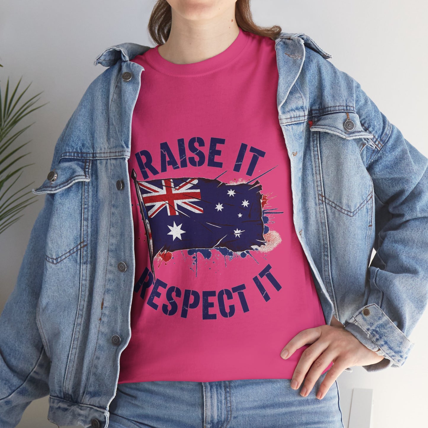 Raise It Respect It Australia Flag Unisex Graphic Tee Cotton T-Shirt