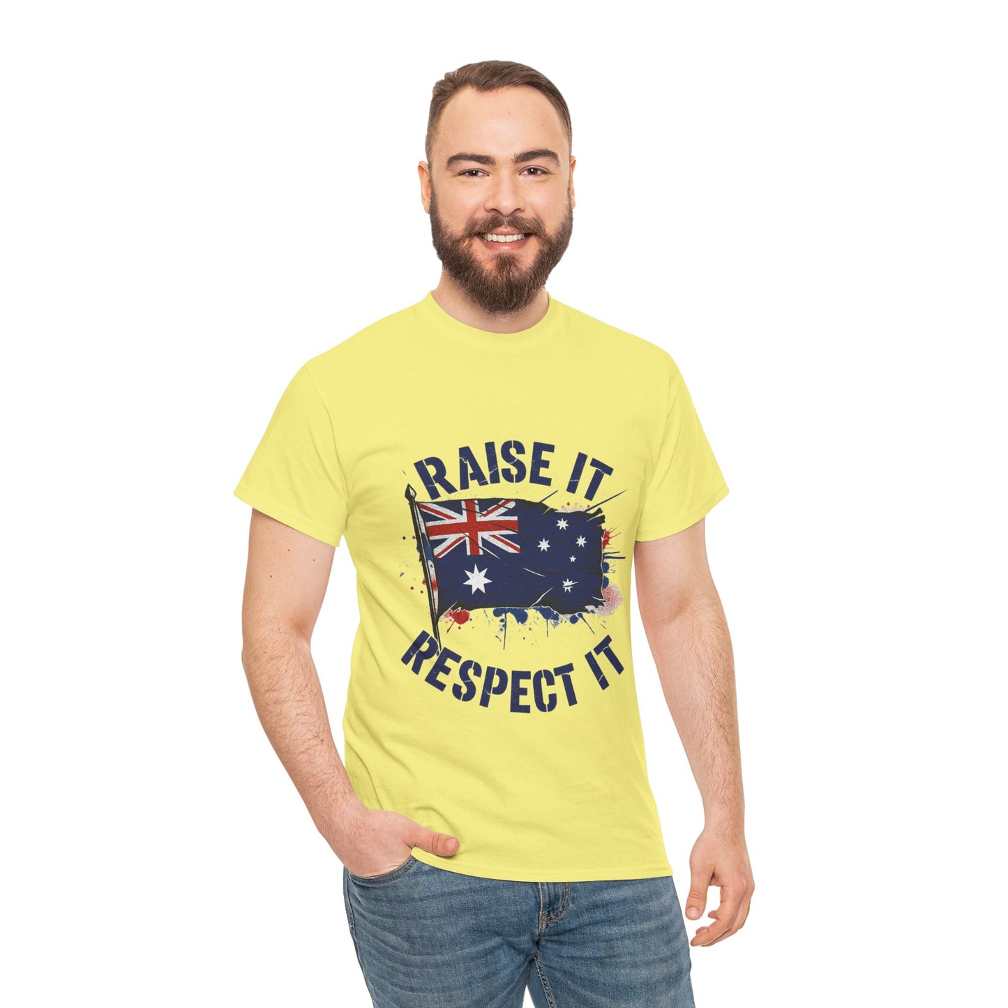 Raise It Respect It Australia Flag Unisex Graphic Tee Cotton T-Shirt