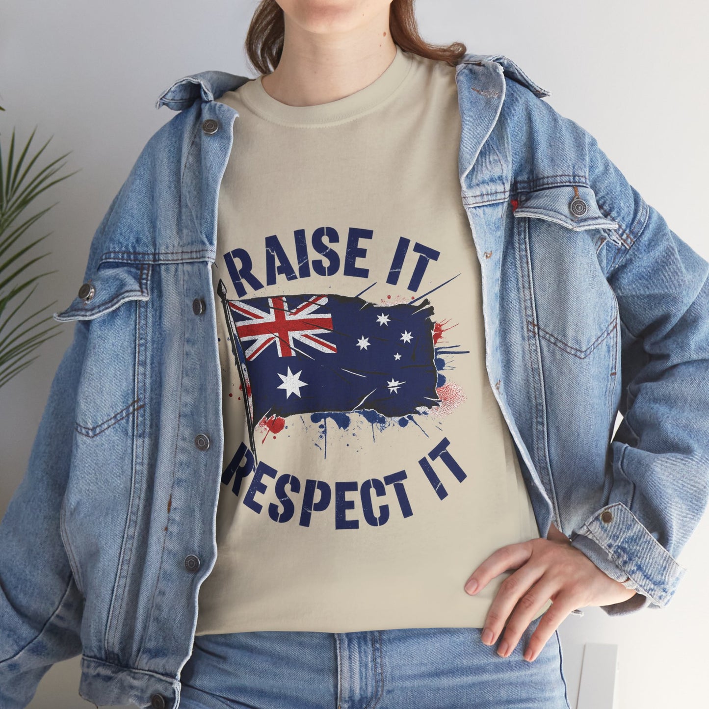 Raise It Respect It Australia Flag Unisex Graphic Tee Cotton T-Shirt