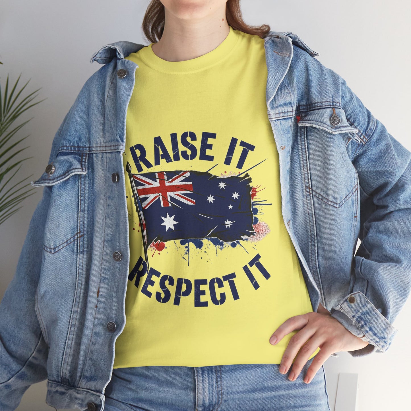 Raise It Respect It Australia Flag Unisex Graphic Tee Cotton T-Shirt