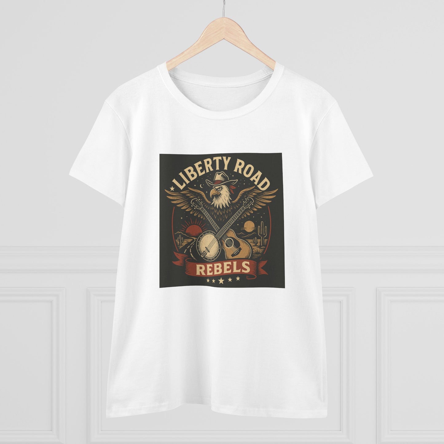 Liberty Road Rebels Vintage Americana Style Women's Midweight Cotton Tee T-Shirt