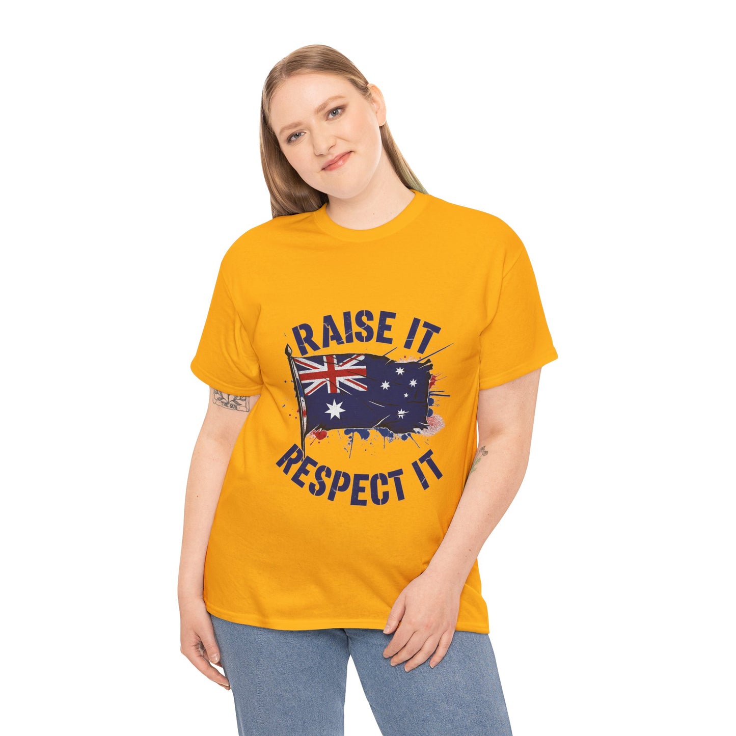 Raise It Respect It Australia Flag Unisex Graphic Tee Cotton T-Shirt