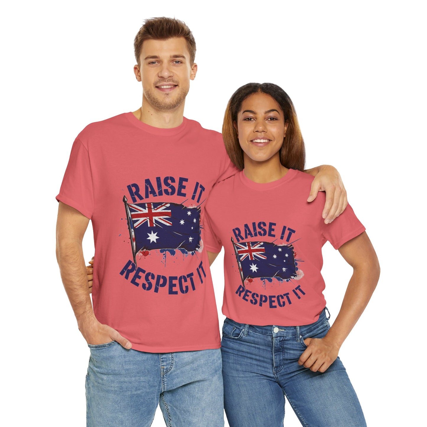 Raise It Respect It Australia Flag Unisex Graphic Tee Cotton T-Shirt